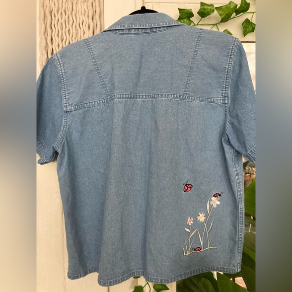 Denim embroidered button down - Picture 2 of 6